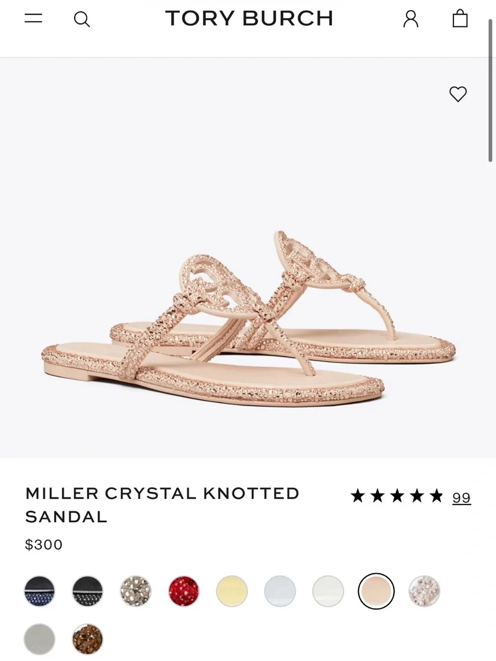 TORY BURCH MILLER CRYSTAL KNOTTED SANDAL